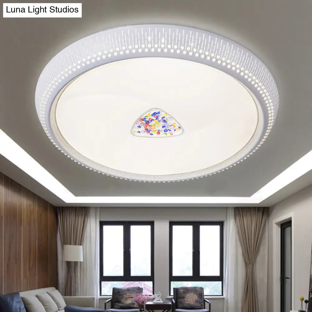 Modern Acrylic Led Flush Mount Ceiling Light - White 23’/31’ Wide