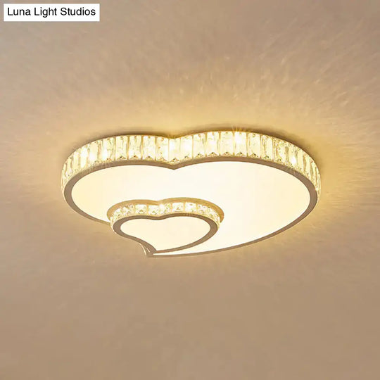 Modern Acrylic Led Flush Mount Ceiling Light With Crystal Trim - Perfect For Bedrooms