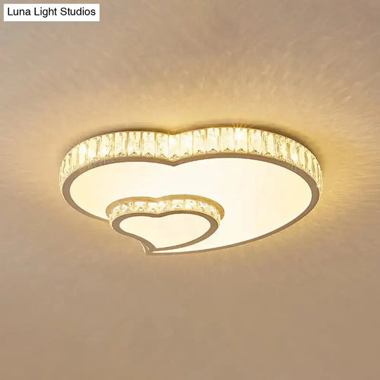 Modern Acrylic Led Flush Mount Ceiling Light With Crystal Trim - Perfect For Bedrooms