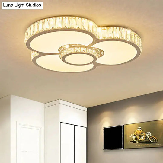 Modern Acrylic Led Flush Mount Ceiling Light With Crystal Trim - Perfect For Bedrooms