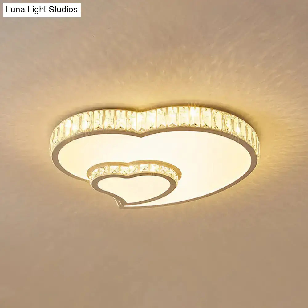 Modern Acrylic Led Flush Mount Ceiling Light With Crystal Trim - Perfect For Bedrooms