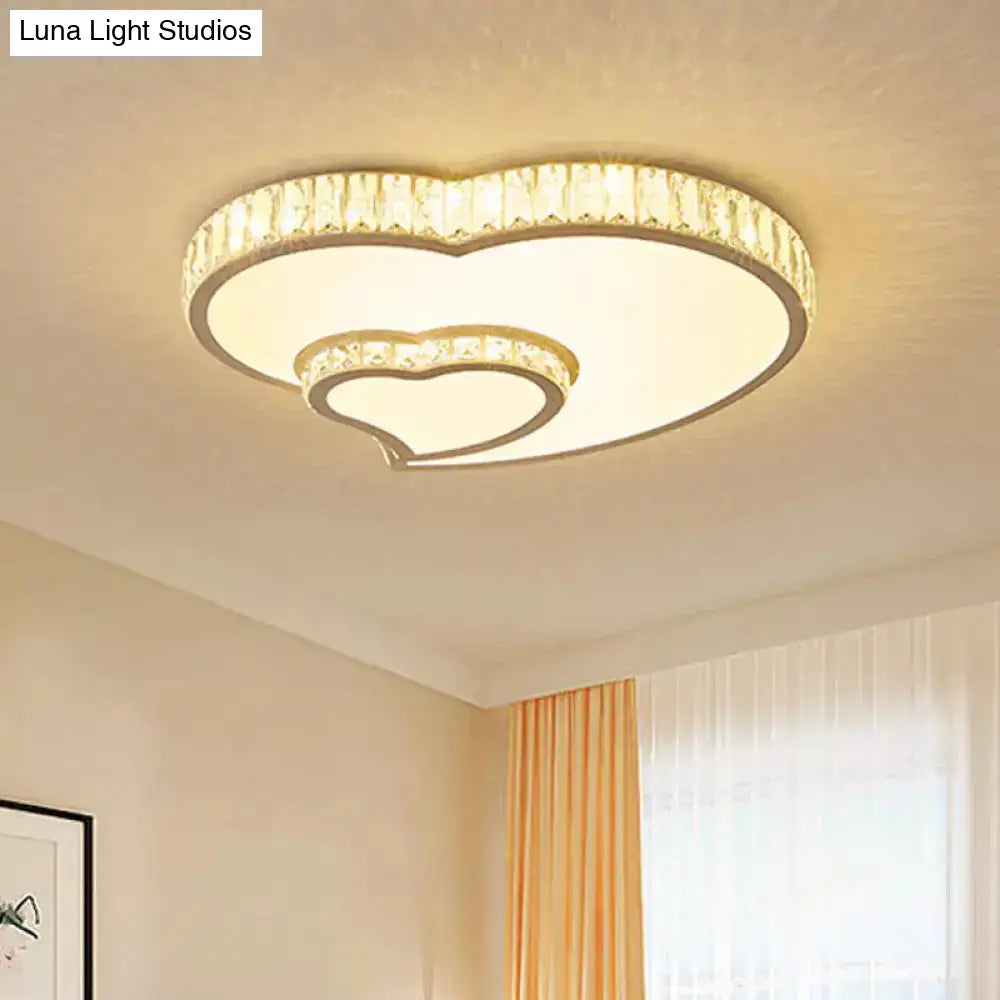 Modern Acrylic Led Flush Mount Ceiling Light With Crystal Trim - Perfect For Bedrooms