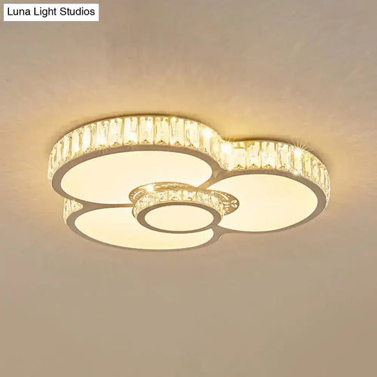 Modern Acrylic Led Flush Mount Ceiling Light With Crystal Trim - Perfect For Bedrooms