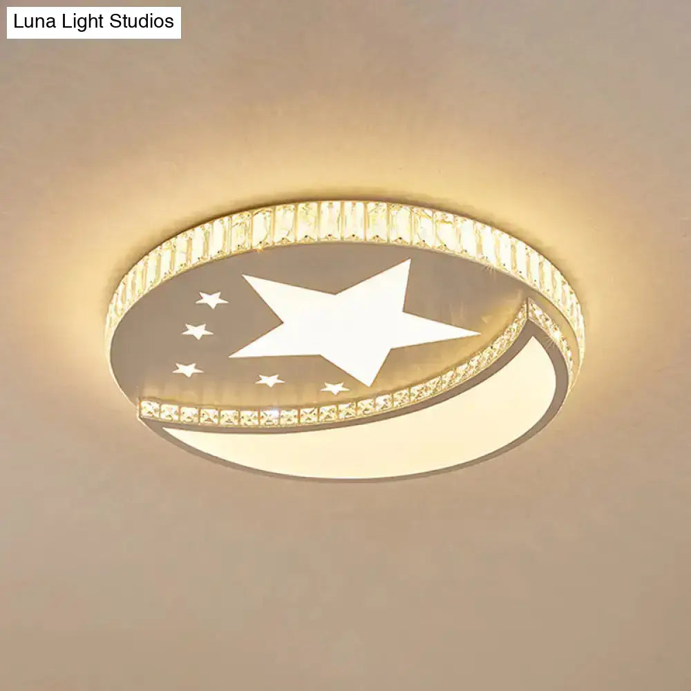 Modern Acrylic Led Flush Mount Ceiling Light With Crystal Trim - Perfect For Bedrooms