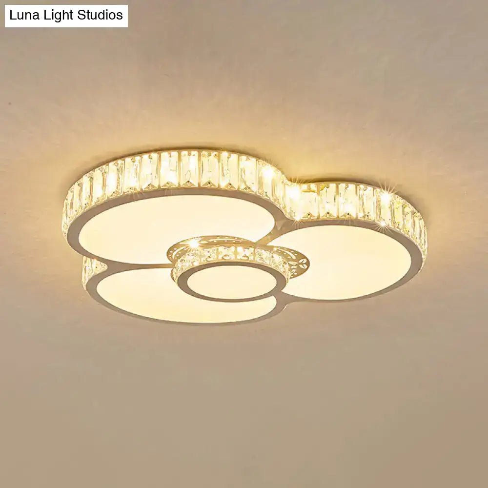 Modern Acrylic Led Flush Mount Ceiling Light With Crystal Trim - Perfect For Bedrooms