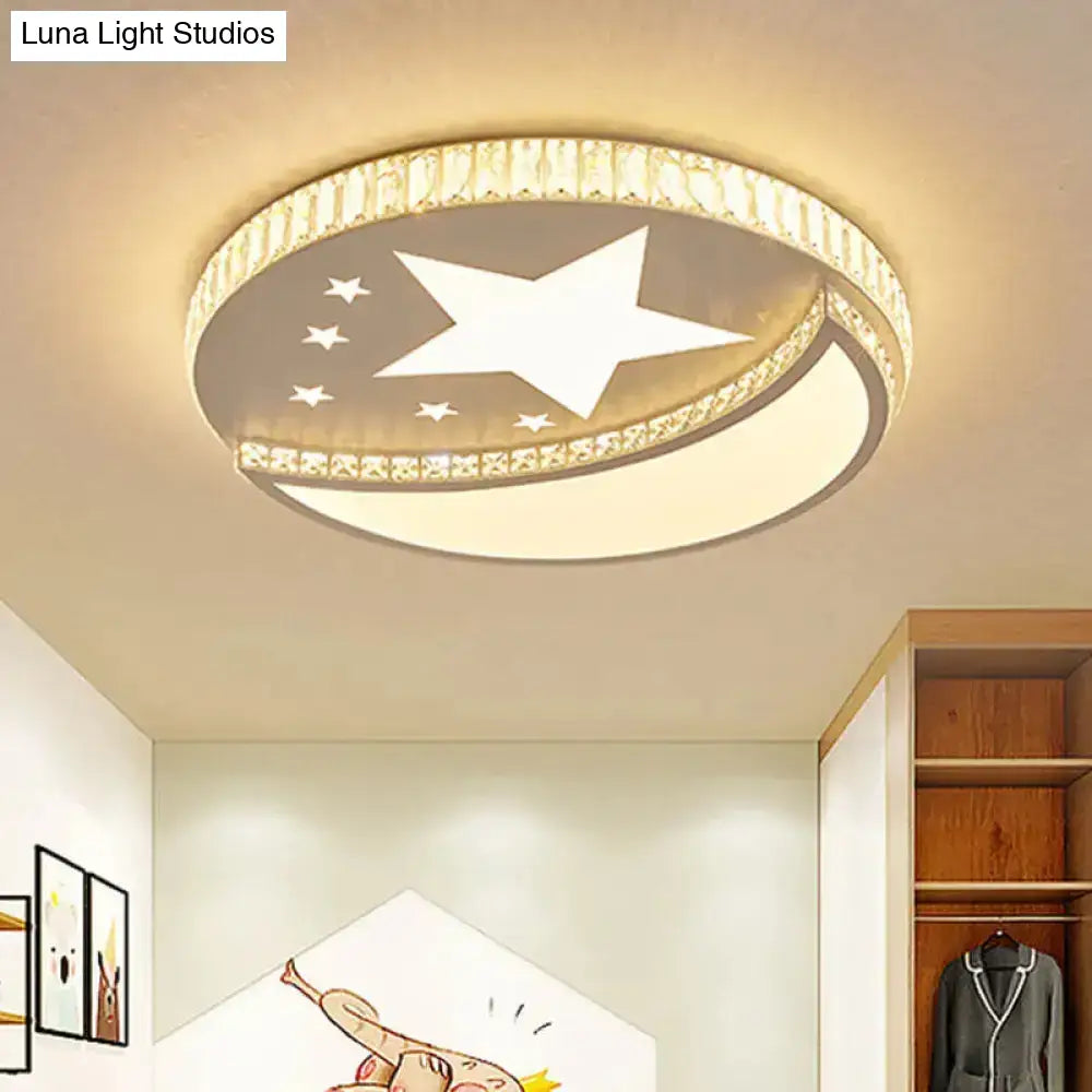 Modern Acrylic Led Flush Mount Ceiling Light With Crystal Trim - Perfect For Bedrooms