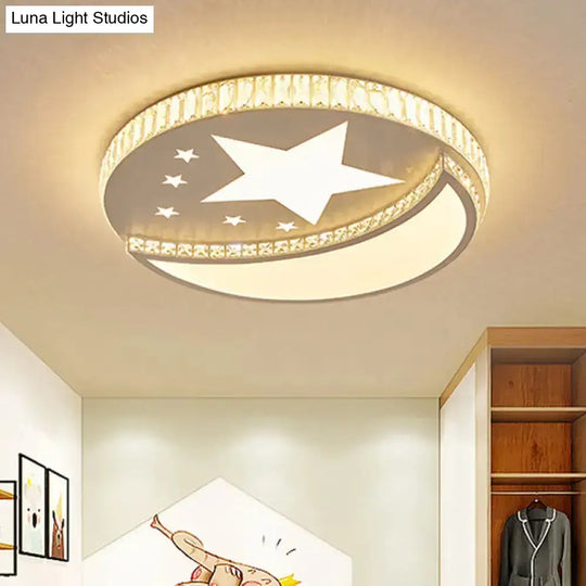 Modern Acrylic Led Flush Mount Ceiling Light With Crystal Trim - Perfect For Bedrooms