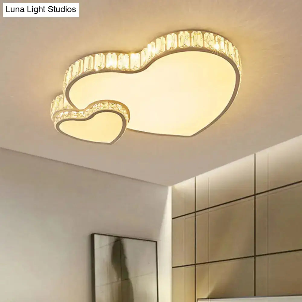 Modern Acrylic Led Flush Mount Ceiling Light With Crystal Trim - Perfect For Bedrooms