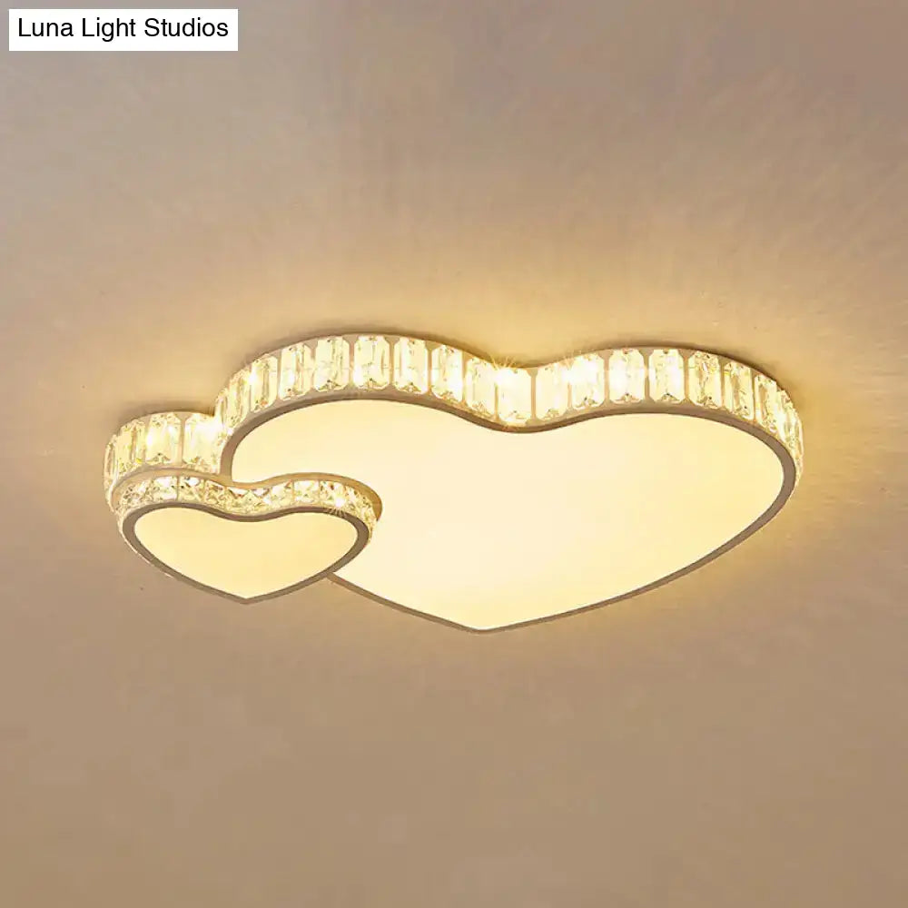 Modern Acrylic Led Flush Mount Ceiling Light With Crystal Trim - Perfect For Bedrooms