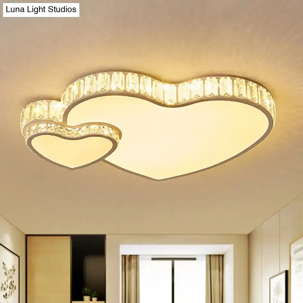 Modern Acrylic Led Flush Mount Ceiling Light With Crystal Trim - Perfect For Bedrooms