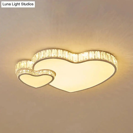 Modern Acrylic Led Flush Mount Ceiling Light With Crystal Trim - Perfect For Bedrooms