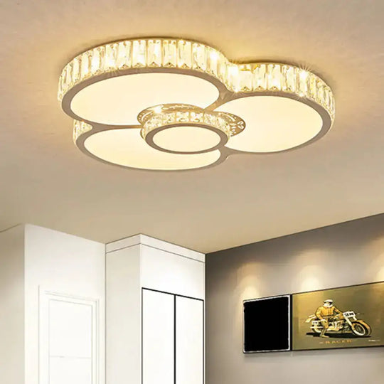 Modern Acrylic Led Flush Mount Ceiling Light With Crystal Trim - Perfect For Bedrooms Clear / A