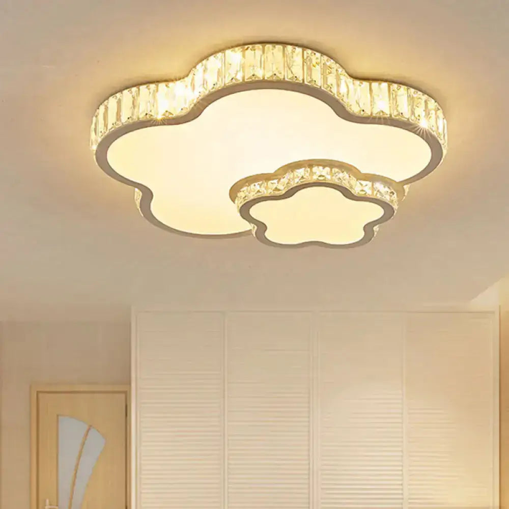 Modern Acrylic Led Flush Mount Ceiling Light With Crystal Trim - Perfect For Bedrooms Clear / B