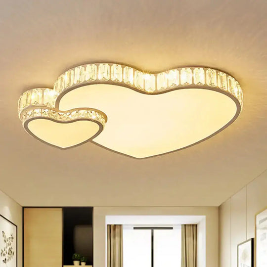 Modern Acrylic Led Flush Mount Ceiling Light With Crystal Trim - Perfect For Bedrooms Clear / C