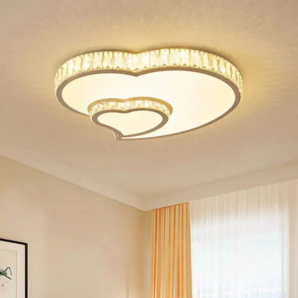 Modern Acrylic Led Flush Mount Ceiling Light With Crystal Trim - Perfect For Bedrooms Clear / D