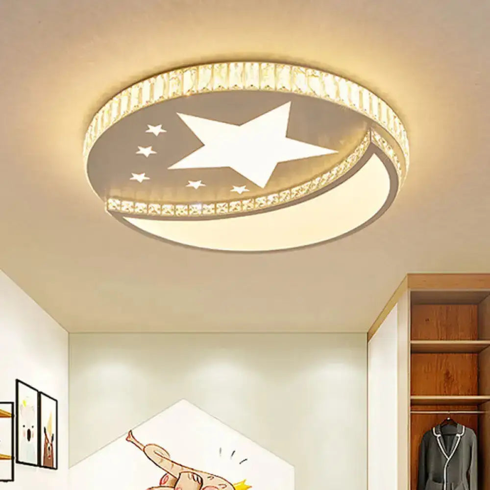 Modern Acrylic Led Flush Mount Ceiling Light With Crystal Trim - Perfect For Bedrooms Clear / E