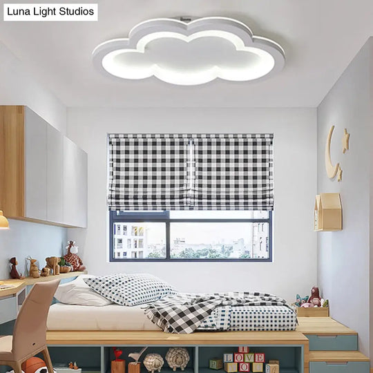 Modern Acrylic Led Flush Mount Cloud Ceiling Light For Play Room White / 21.5