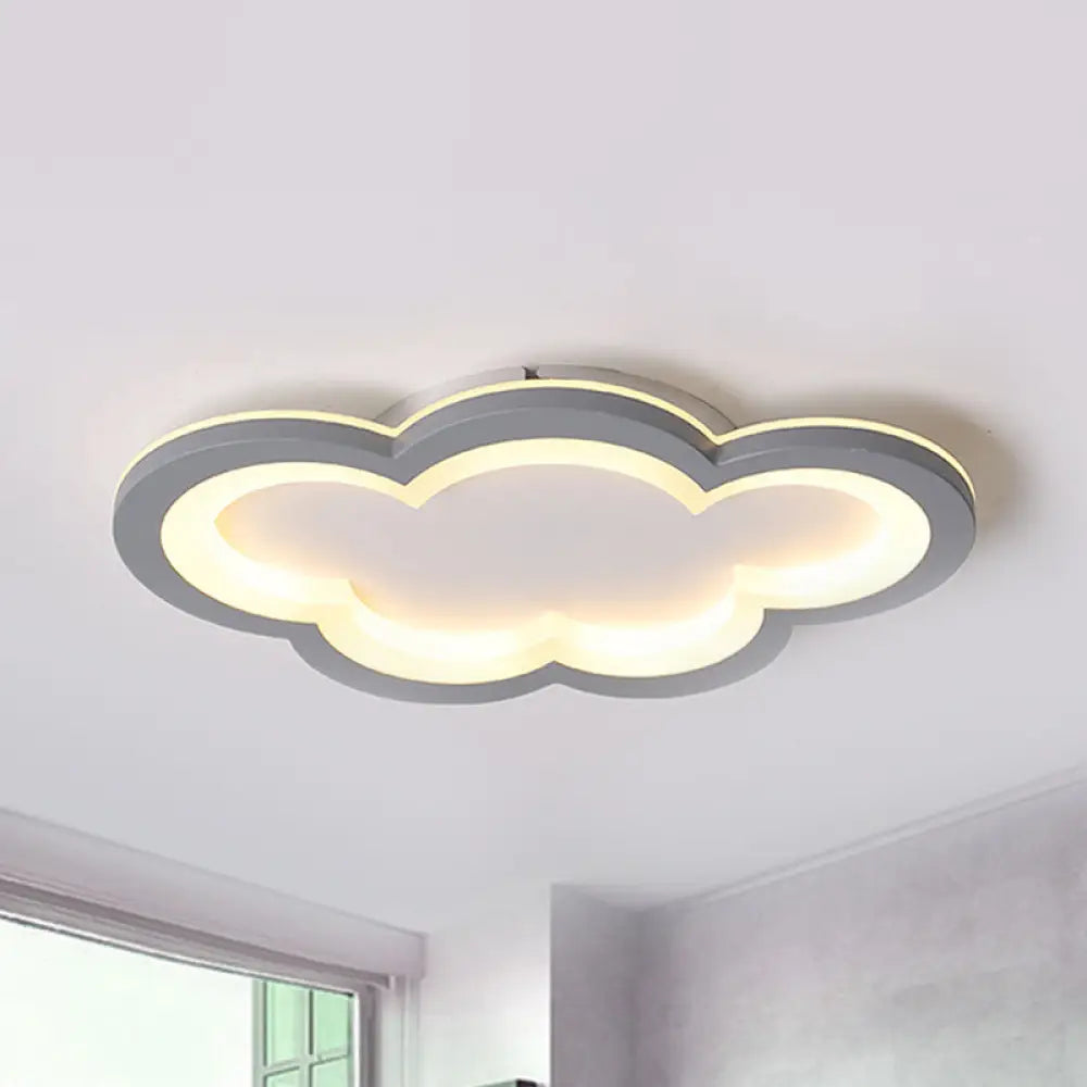 Modern Acrylic Led Flush Mount Cloud Ceiling Light For Play Room Grey / 21.5’ White