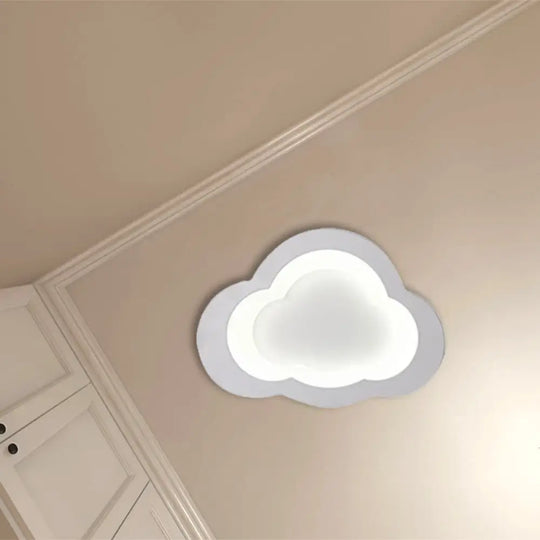 Modern Acrylic Led Flush Mount Cloud Ceiling Light For Play Room White / 10’ Warm