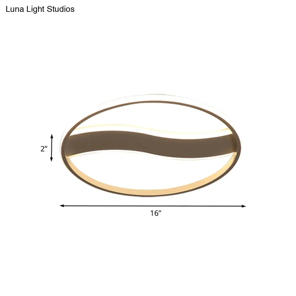 Modern Acrylic Led Flush Mount Fixture - Wave And Ring Design 16/19.5/23.5 Diameter White/Warm Light