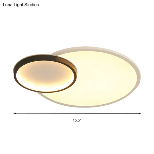 Modern Acrylic Led Flush Mount Light Fixture Round Black And White Design 16/19.5 Wide