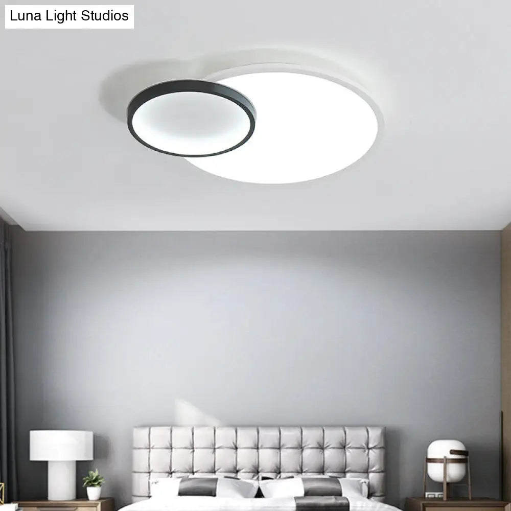 Modern Acrylic Led Flush Mount Light Fixture Round Black And White Design 16/19.5 Wide Black-White /
