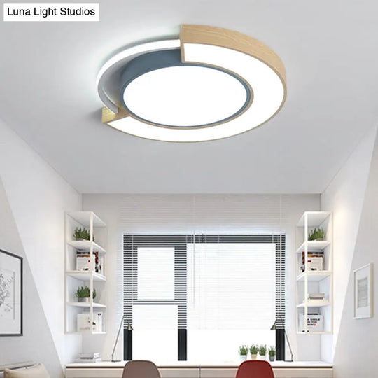 Modern Acrylic Led Flush Mount Light - Grey/Green 16.5/20.5 Diameter White/Warm Available Grey /