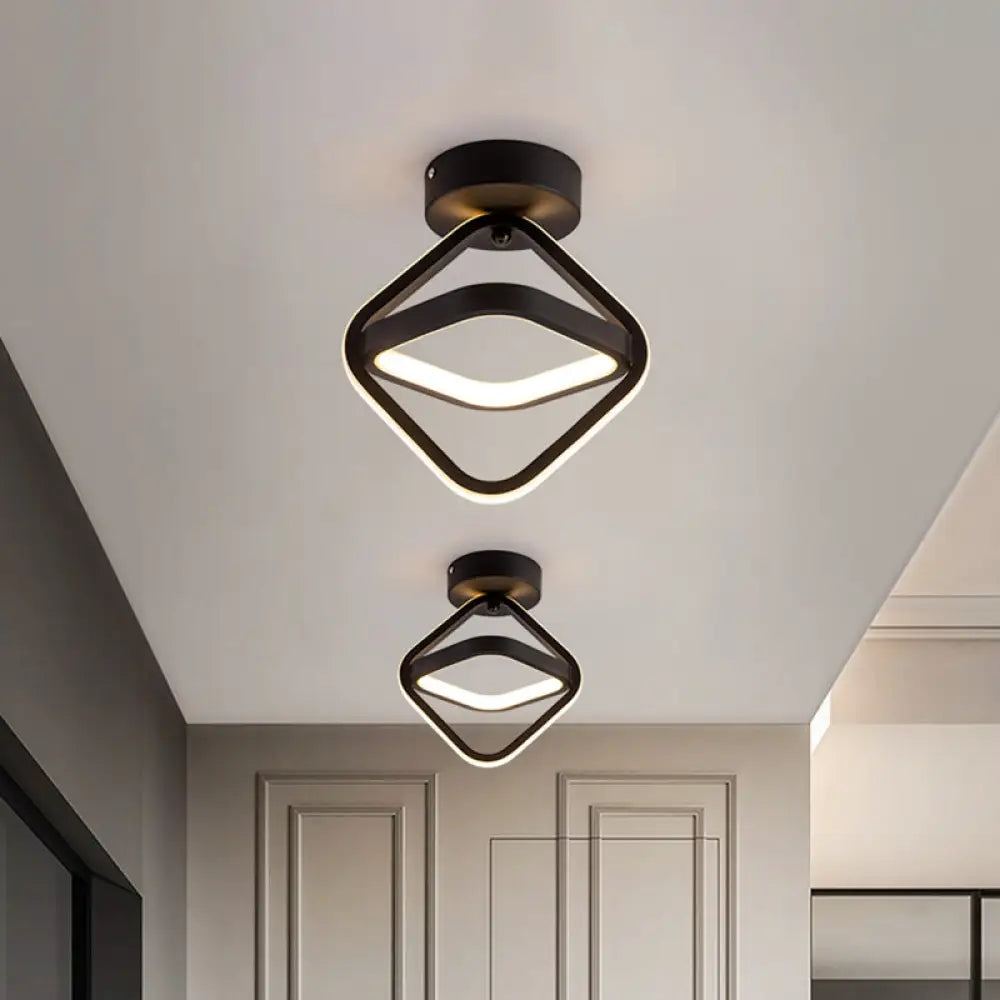 Modern Acrylic Led Flush Mount Light In Black/Gold - Ideal For Corridor Warm/White Black / Warm