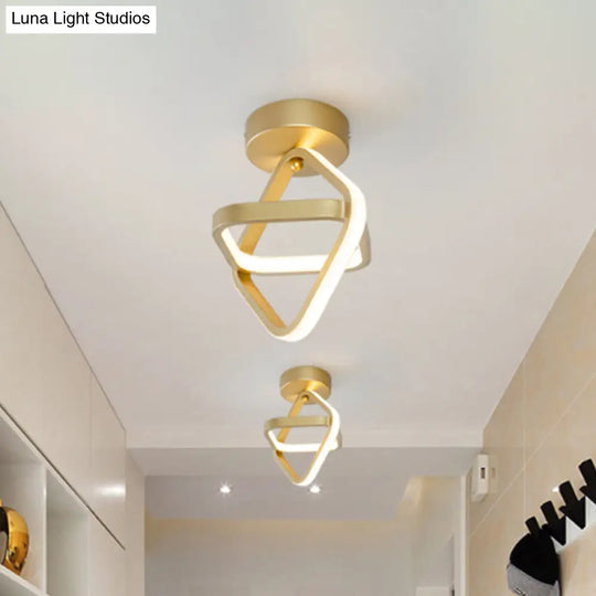 Modern Acrylic Led Flush Mount Light In Black/Gold - Ideal For Corridor Warm/White