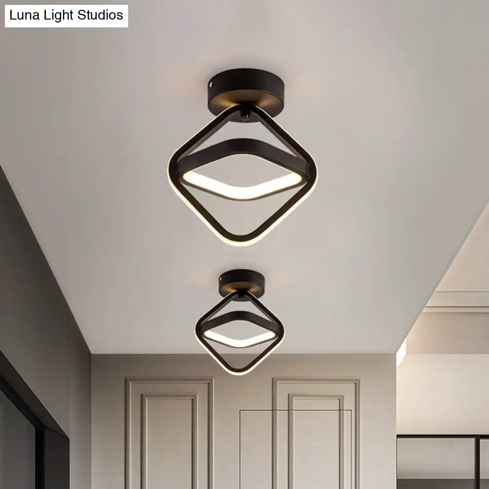Modern Acrylic Led Flush Mount Light In Black/Gold - Ideal For Corridor Warm/White Black / Warm