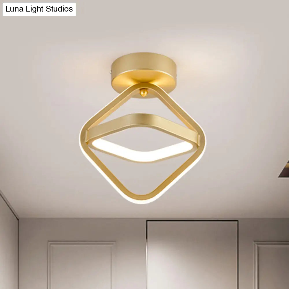 Modern Acrylic Led Flush Mount Light In Black/Gold - Ideal For Corridor Warm/White Gold / White