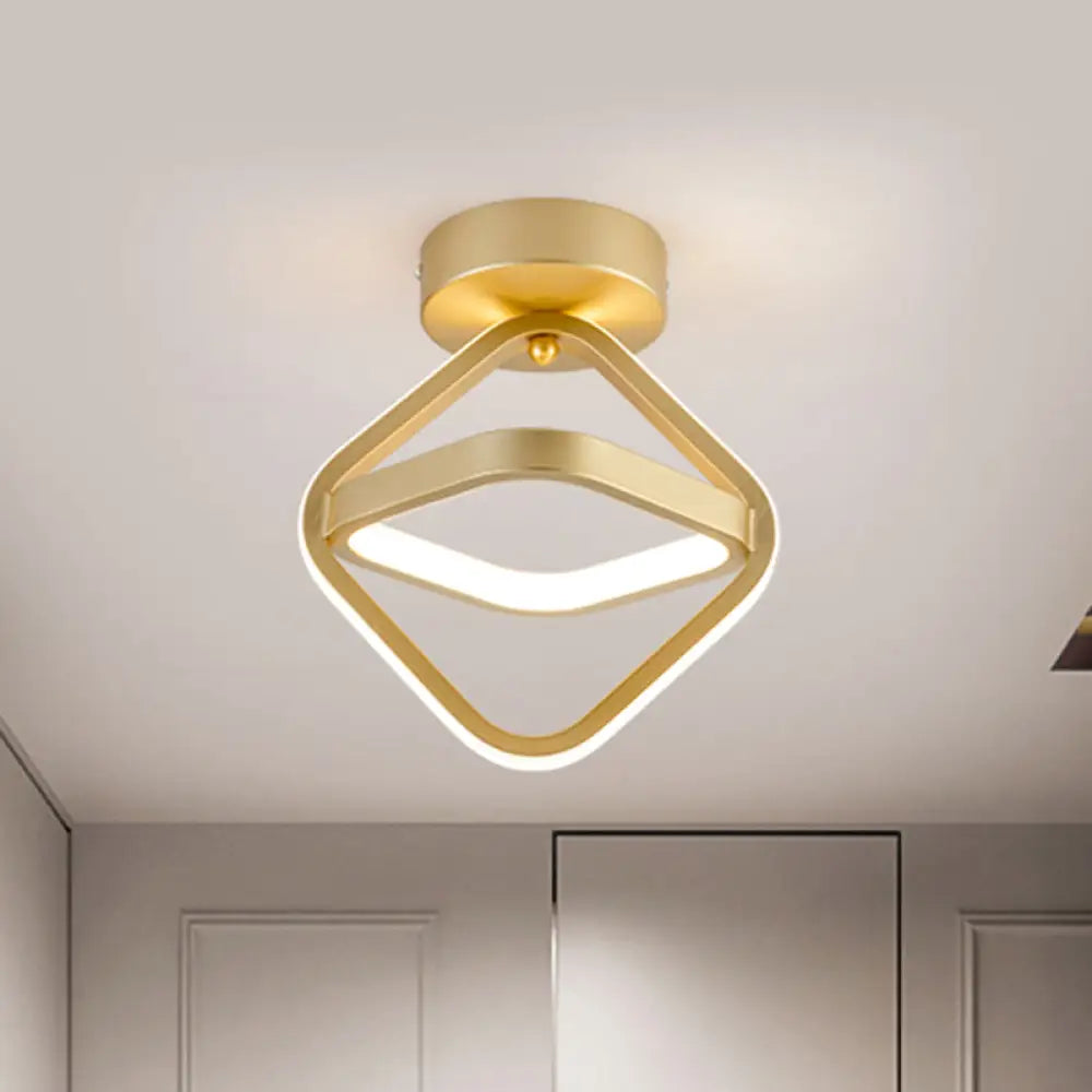 Modern Acrylic Led Flush Mount Light In Black/Gold - Ideal For Corridor Warm/White Gold / White