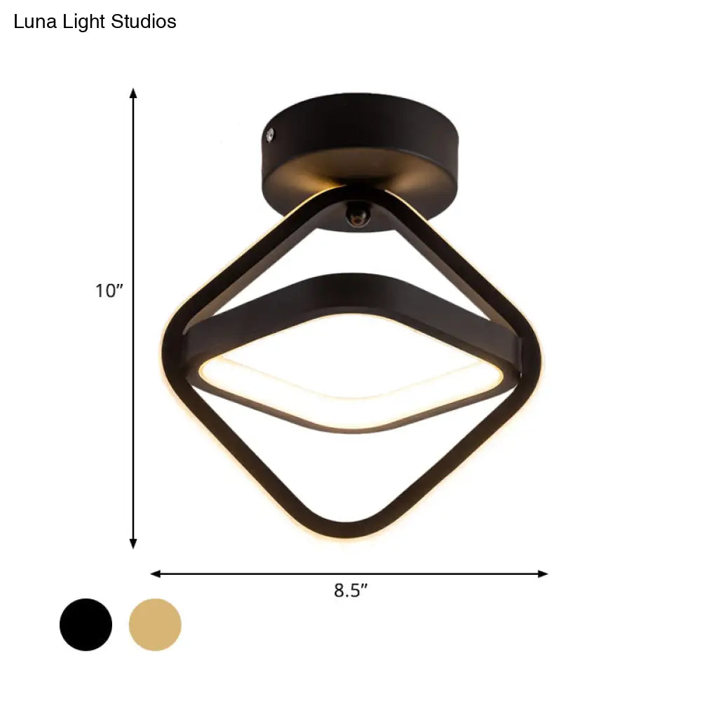 Modern Acrylic Led Flush Mount Light In Black/Gold - Ideal For Corridor Warm/White