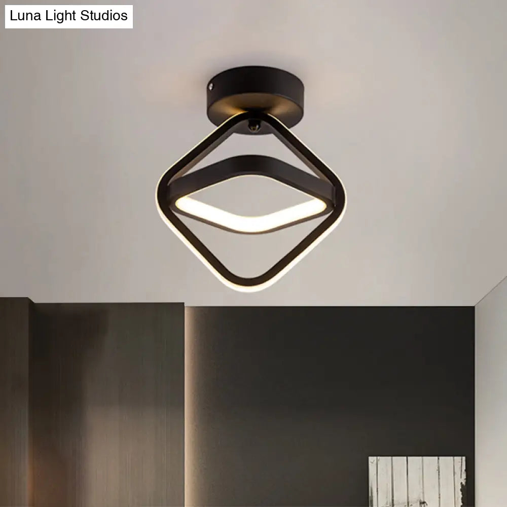 Modern Acrylic Led Flush Mount Light In Black/Gold - Ideal For Corridor Warm/White