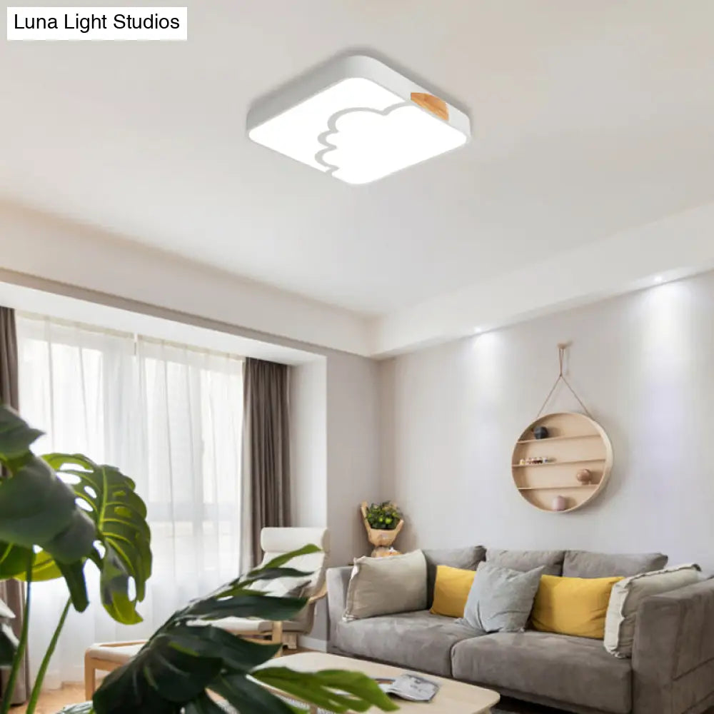 Modern Acrylic Led Flush Mount Light With Cloud Pattern For Bedroom