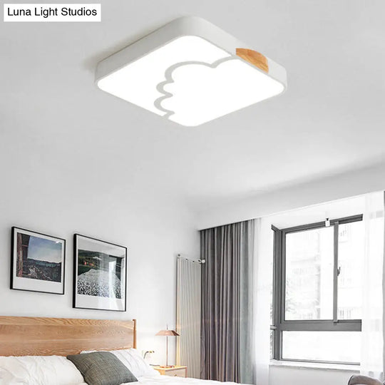 Modern Acrylic Led Flush Mount Light With Cloud Pattern For Bedroom White