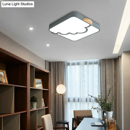 Modern Acrylic Led Flush Mount Light With Cloud Pattern For Bedroom Grey