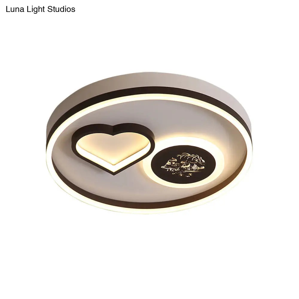 Modern Acrylic Led Flushmount Ceiling Light - Heart Shape Design In Warm/White