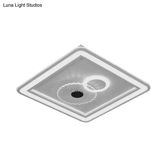 Modern Acrylic Led Flushmount Ceiling Light In White For Bedroom