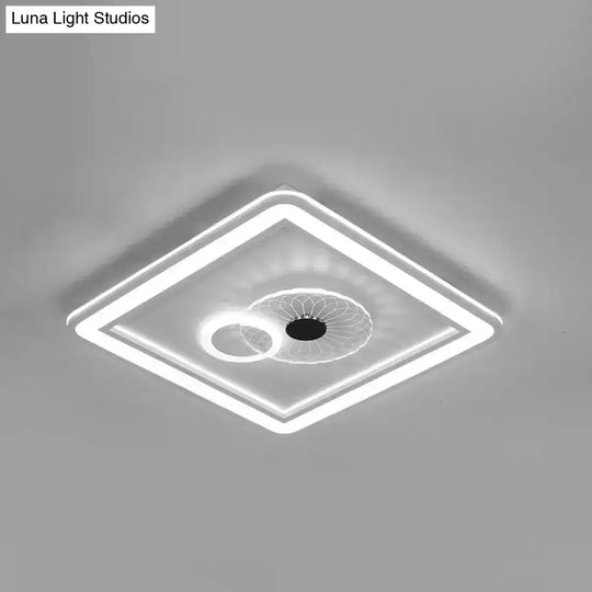 Modern Acrylic Led Flushmount Ceiling Light In White For Bedroom