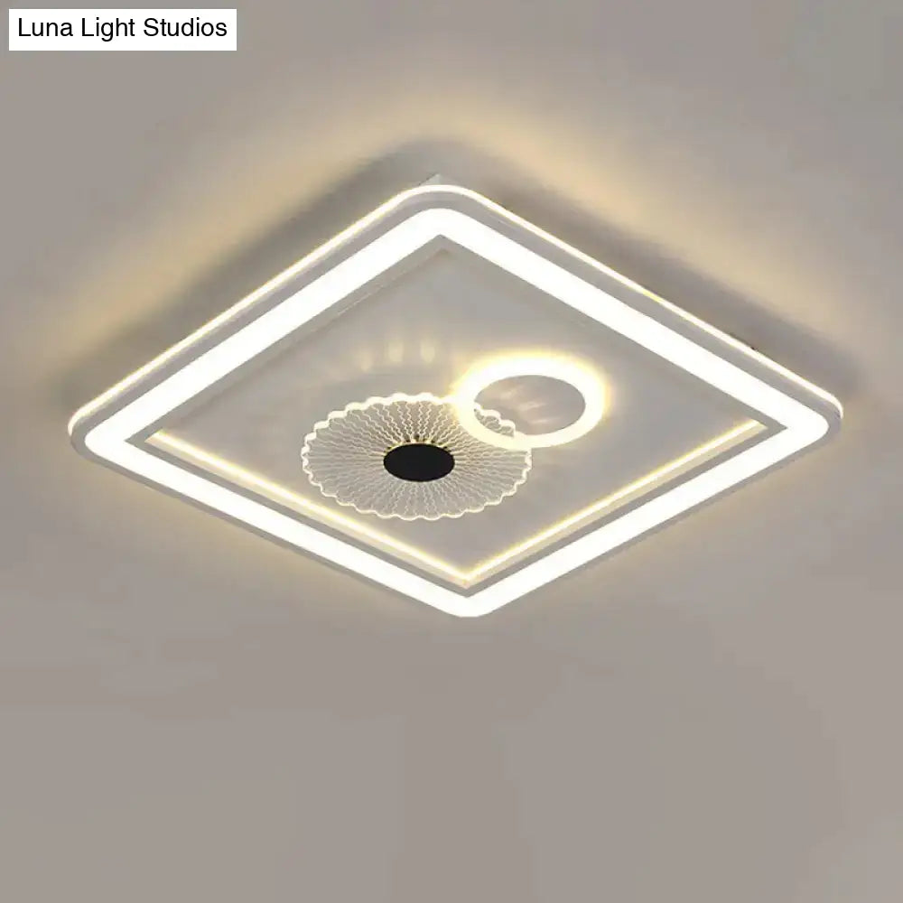 Modern Acrylic Led Flushmount Ceiling Light In White For Bedroom