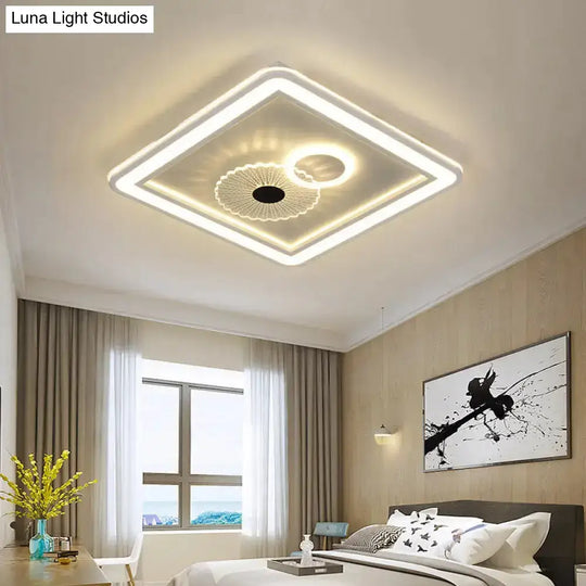 Modern Acrylic Led Flushmount Ceiling Light In White For Bedroom