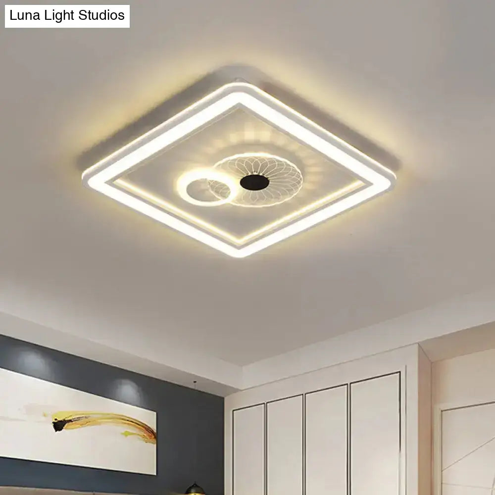 Modern Acrylic Led Flushmount Ceiling Light In White For Bedroom