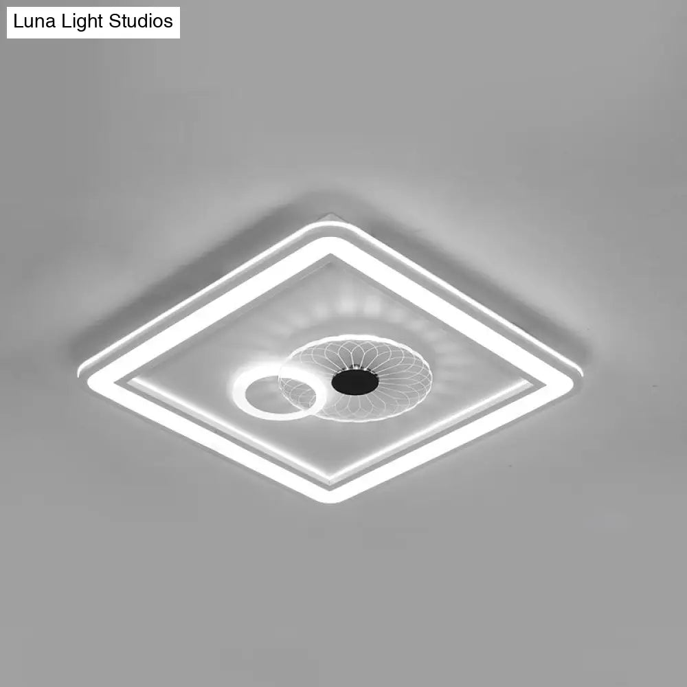 Modern Acrylic Led Flushmount Ceiling Light In White For Bedroom