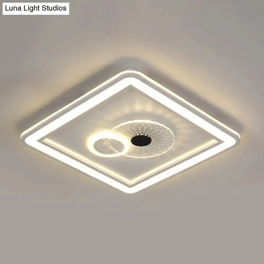 Modern Acrylic Led Flushmount Ceiling Light In White For Bedroom