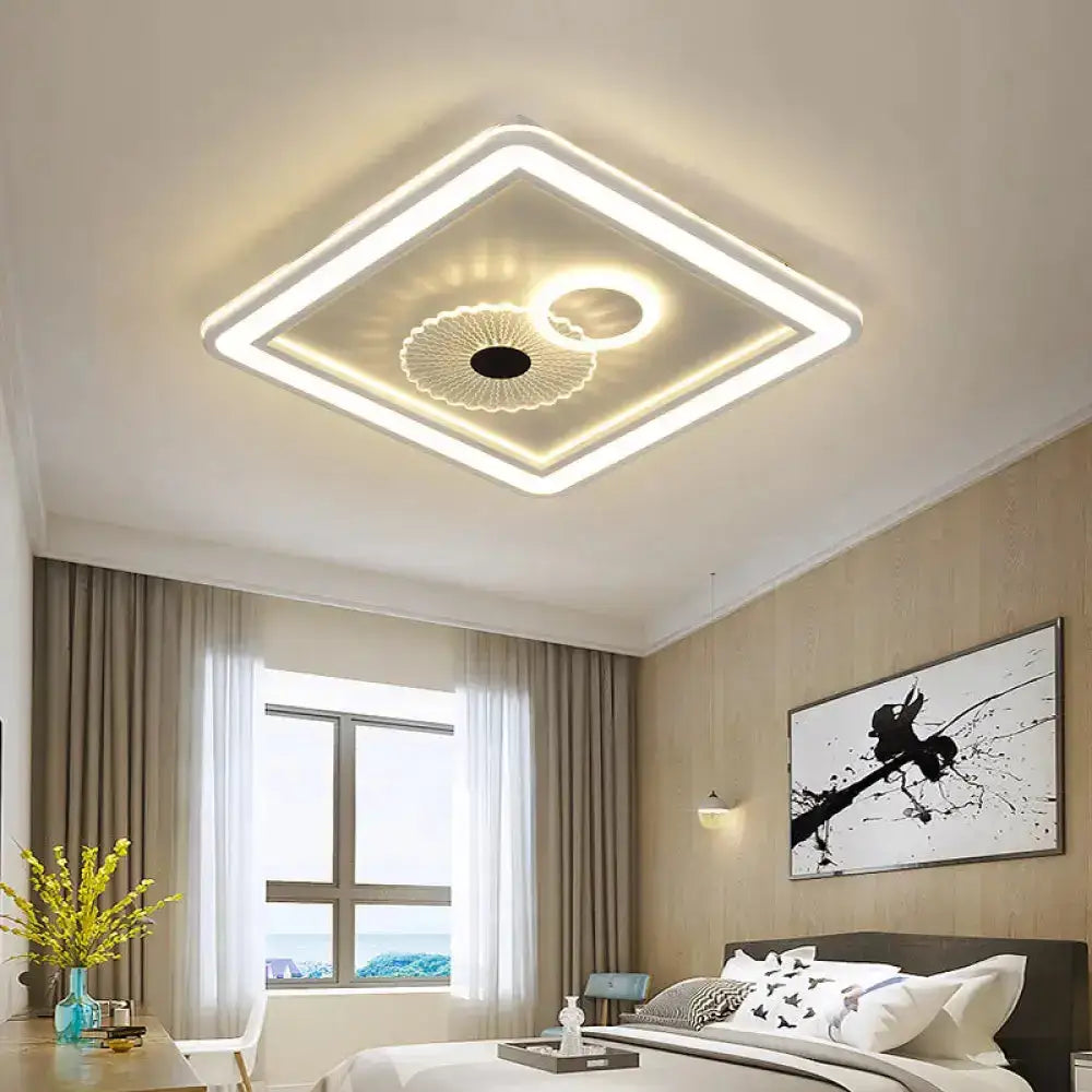 Modern Acrylic Led Flushmount Ceiling Light In White For Bedroom / A