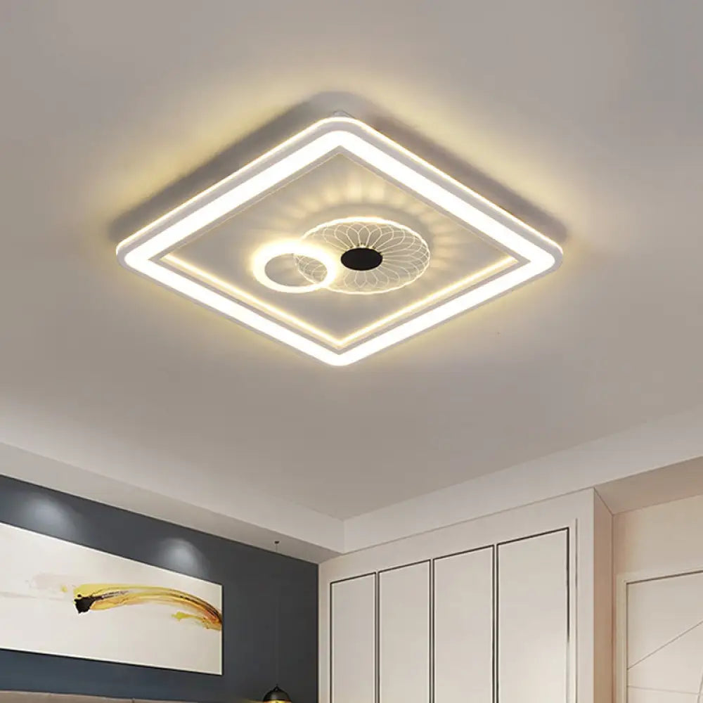 Modern Acrylic Led Flushmount Ceiling Light In White For Bedroom / B