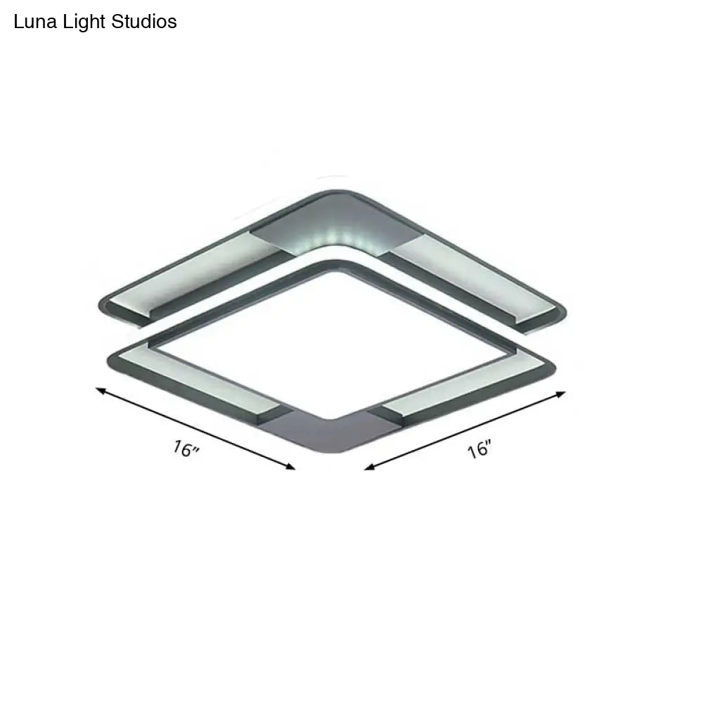Modern Acrylic Led Flushmount Lighting - Rhombus/Rectangular Shape 16/19.5/35.5 Width Black & White