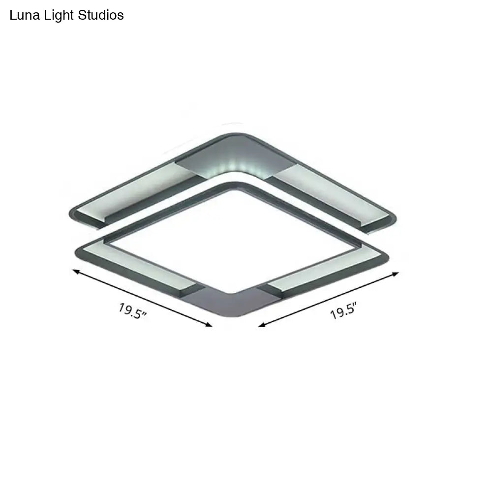 Modern Acrylic Led Flushmount Lighting - Rhombus/Rectangular Shape 16’/19.5’/35.5’ Width