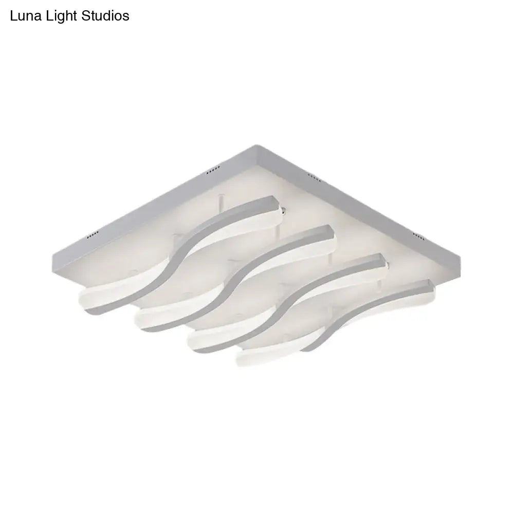 Modern Acrylic Led Flushmount Lighting - Wavy Design 21.5/26 Wide Ceiling Flush Light For Living